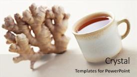  Presentation with tea cup - Cool new PPT layouts with cup of ginger tea - tea backdrop and a  colored foreground