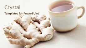  Presentation with tea cup - Colorful presentation theme enhanced with cup-of-ginger-tea-tea backdrop and a cream colored foreground