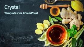  Presentation with tea cup - Slide deck consisting of cup of ginger tea background and a tawny brown colored foreground
