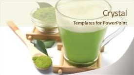  Presentation with matcha green tea - PPT layouts enhanced with cup of green matcha tea background and a cream colored foreground