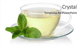  Presentation with green tea - Colorful presentation design enhanced with cup of green tea backdrop and a white colored foreground