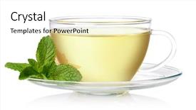  Presentation with green tea - Slide set featuring cup of green tea background and a white colored foreground