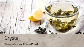  Presentation with green tea - Slide deck enhanced with cup of green tea background and a mint green colored foreground