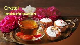  Presentation with high tea - Presentation theme having cup of herbal tea background and a tawny brown colored foreground