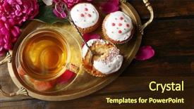  Presentation with high tea - Cool new PPT theme with cup of herbal tea backdrop and a wine colored foreground