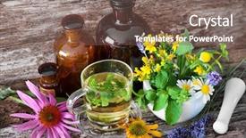  Presentation with tea cup - Slide deck having cup of herbal tea background and a violet colored foreground