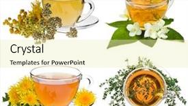  Presentation with tea collection - Theme with cup of herbal tea background and a blonde colored foreground