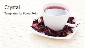 Presentation with hibiscus - Slide set consisting of cup of hibiscus tea - tea background and a cream colored foreground