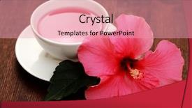  Presentation with hibiscus flower - Presentation theme consisting of cup of hibiscus tea background and a coral colored foreground