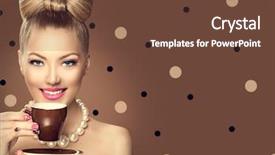  Presentation with beverage tea - Presentation design enhanced with beverage retro styled vintage lady background and a tawny brown colored foreground