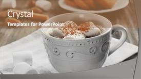  Presentation with cacao - Colorful presentation design enhanced with marshmallow on cotton serviette close backdrop and a coral colored foreground