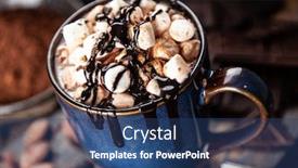  Presentation with hot chocolate - Colorful presentation design enhanced with cup of hot chocolate backdrop and a ocean colored foreground