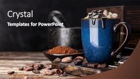  Presentation with hot chocolate - Colorful presentation theme enhanced with cup of hot chocolate backdrop and a dark gray colored foreground