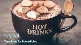  Presentation with hot chocolate - Slide deck featuring cup of hot chocolate background and a wine colored foreground