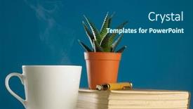  Presentation with coffee book - Colorful slide deck enhanced with cup-of-hot-coffee backdrop and a ocean colored foreground