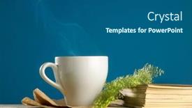  Presentation with coffee book - PPT layouts enhanced with cup-of-hot-coffee background and a gray colored foreground