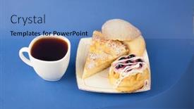  Presentation with pastries - Beautiful PPT layouts featuring cup-of-hot-coffee backdrop and a teal colored foreground
