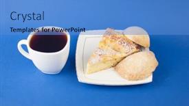  Presentation with pastries - PPT layouts having cup-of-hot-coffee background and a teal colored foreground
