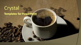  Presentation with coffee cup - Colorful presentation theme enhanced with cup-of-hot-coffee backdrop and a tawny brown colored foreground