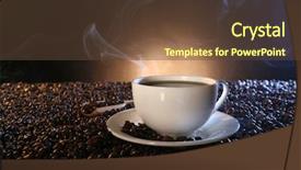  Presentation with coffee beans - Beautiful slides featuring cup of hot coffee backdrop and a tawny brown colored foreground