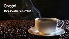  Presentation with coffee beans - Beautiful PPT theme featuring cup of hot coffee backdrop and a black colored foreground