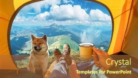  Presentation with mountain view - Slides with cup-of-hot-drink background and a red colored foreground