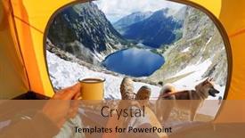  Presentation with mountain lake - PPT theme enhanced with cup-of-hot-drink background and a  colored foreground