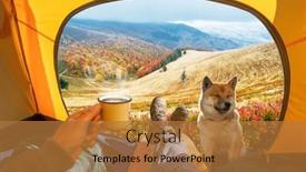  Presentation with tent - Presentation design having cup-of-hot-drink background and a gold colored foreground