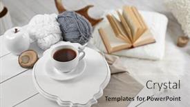  Presentation with weekend - Colorful PPT theme enhanced with cup-of-hot-drink backdrop and a light gray colored foreground