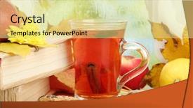  Presentation with tea leaves - Slide set featuring cup-of-hot-tea background and a blonde colored foreground