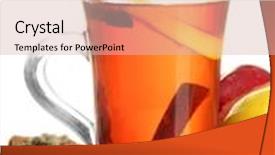  Presentation with tea leaves - Amazing presentation theme having cup of hot tea and autumn leaves isolated on white backdrop and a lemonade colored foreground