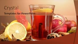  Presentation with tea leaves - Presentation design with cup-of-hot-tea background and a coral colored foreground