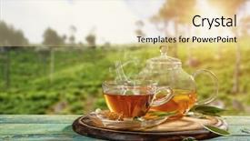  Presentation with tea plant - Colorful PPT theme enhanced with cup of hot tea backdrop and a blonde colored foreground