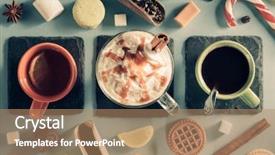  Presentation with coffee shop - Cool new PPT theme with cup of ice cream coffee backdrop and a coral colored foreground