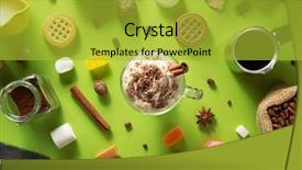  Presentation with green coffee - Cool new PPT theme with cup of ice cream coffee backdrop and a yellow colored foreground