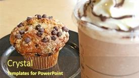  Presentation with muffin - Cool new presentation with banana chips - cup of iced coffee backdrop and a tawny brown colored foreground