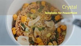  Presentation with noodle - Beautiful slide set featuring cup-of-instant-noodle backdrop and a tawny brown colored foreground