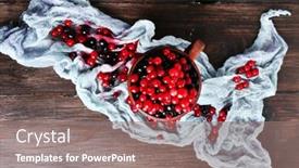  Presentation with berries - Presentation theme having cup-of-juicy-berries background and a gray colored foreground
