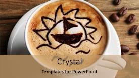  Presentation with grains - Cool new slide set with cup of latte art coffee with grains closeup backdrop and a coral colored foreground