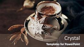  Presentation with cup coffee - Theme having cup-of-latte-coffee background and a violet colored foreground