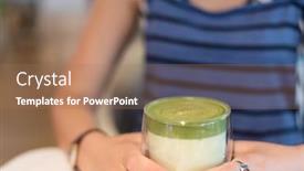  Presentation with matcha - Slide deck featuring cup-of-matcha-milk-tea background and a coral colored foreground