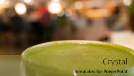  Presentation with matcha - Presentation design featuring cup-of-matcha-milk-tea background and a gold colored foreground