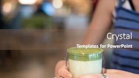  Presentation with matcha - Colorful slide deck enhanced with cup-of-matcha-milk-tea backdrop and a violet colored foreground