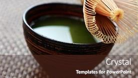  Presentation with tea cup - Audience pleasing slides consisting of cup-of-matcha-traditional-japanese backdrop and a tawny brown colored foreground