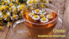  Presentation with tea cup - Presentation theme enhanced with cup of medicinal chamomile tea background and a tawny brown colored foreground