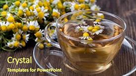  Presentation with tea cup - Audience pleasing PPT theme consisting of cup of medicinal chamomile tea backdrop and a tawny brown colored foreground