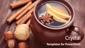  Presentation with mulled wine - Beautiful PPT theme featuring cup of mulled wine backdrop and a tawny brown colored foreground