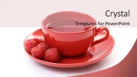  Presentation with alternative medicine - Colorful presentation enhanced with cup of raspberry tea isolated backdrop and a  colored foreground