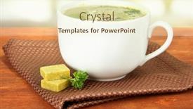  Presentation with soup - Beautiful presentation featuring cup-of-soup-with-bouillon backdrop and a cream colored foreground