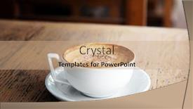  Presentation with cappuccino - Presentation design featuring cup of tasty cappuccino in cafe background and a coral colored foreground